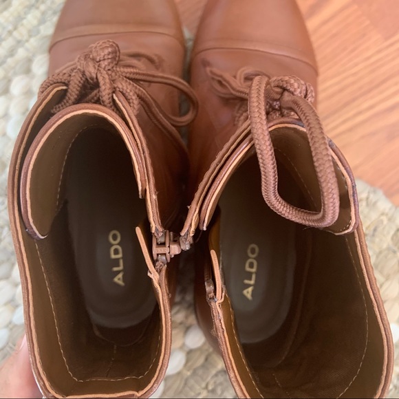 Aldo Grenani lace up combat boots cognac - Picture 4 of 6